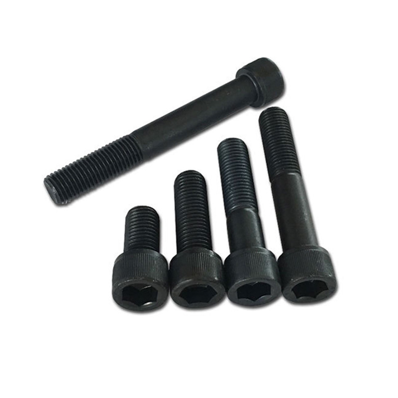 Skru soket heksagon separuh thread hitam