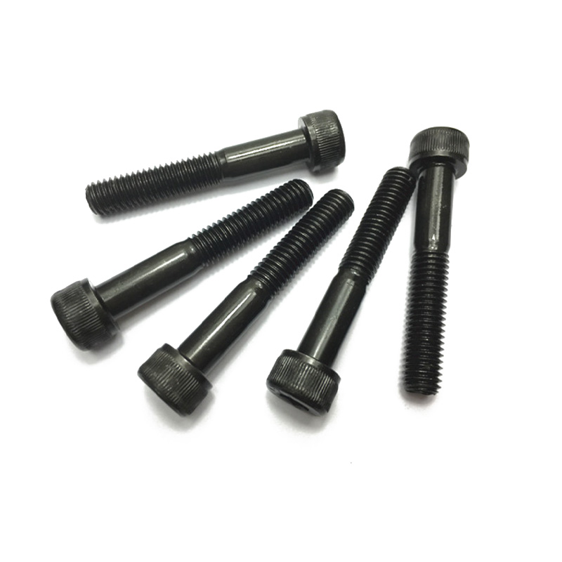 Skru soket heksagon separuh thread hitam